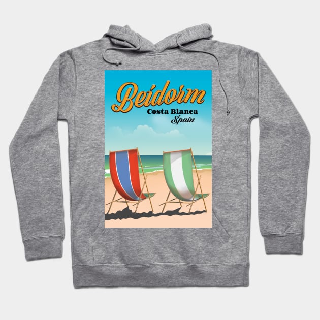 Benidorm Beach poster Hoodie by nickemporium1